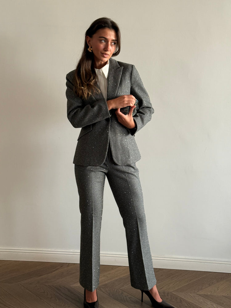 Gray glitter suit