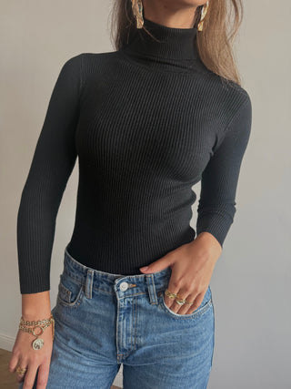 Black turtleneck sweater