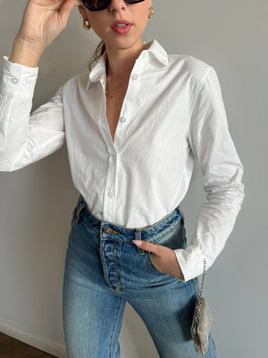 Melanie white button-down shirt