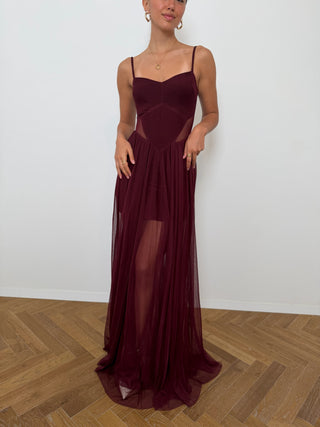 Fiona Burgundy Dress