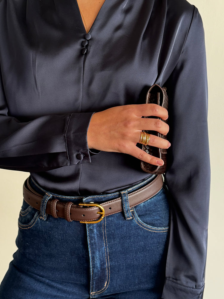 Navy blue Semyonov button-down shirt