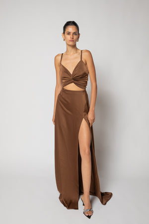 Kim Francis brown dress