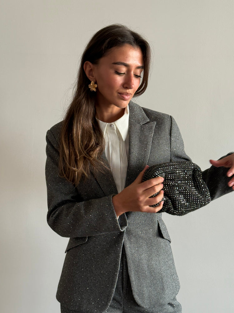 Gray glitter suit
