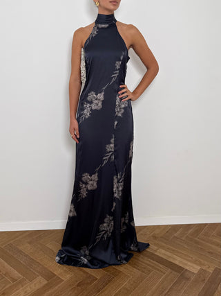 Navy floral pari dress