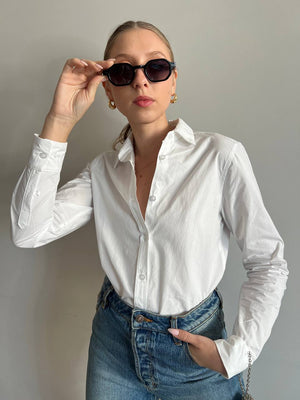 Melanie white button-down shirt