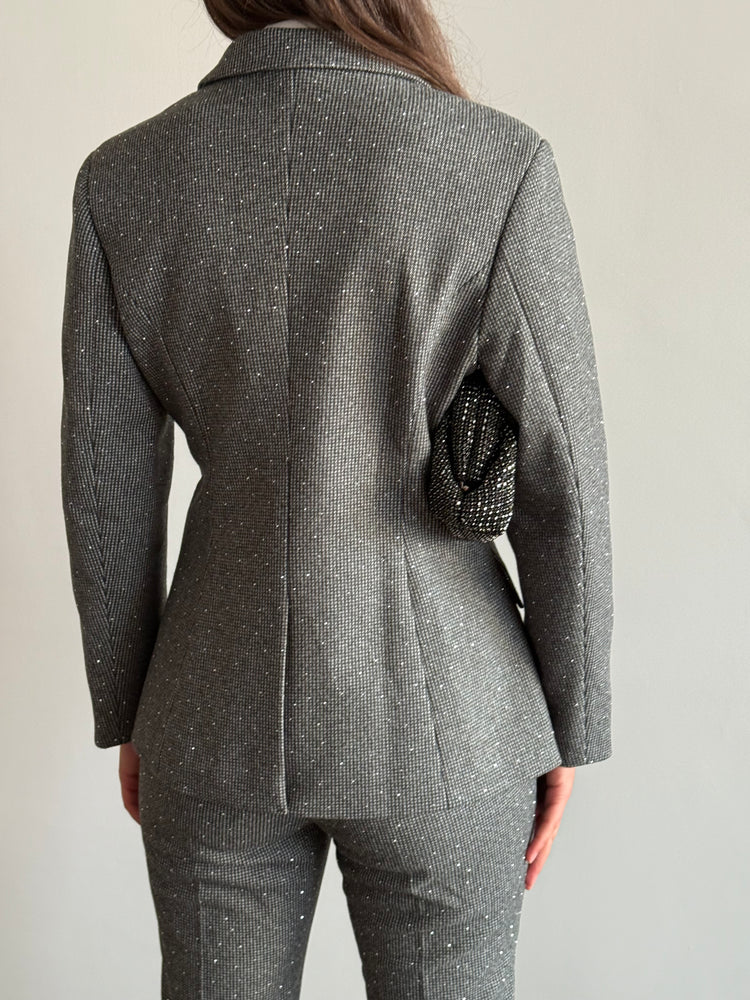 Gray glitter suit