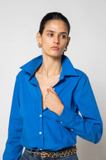 Melania blue button-down shirt