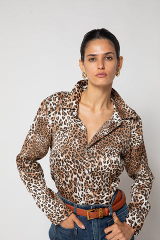 Melania Leopard Button-Down Shirt