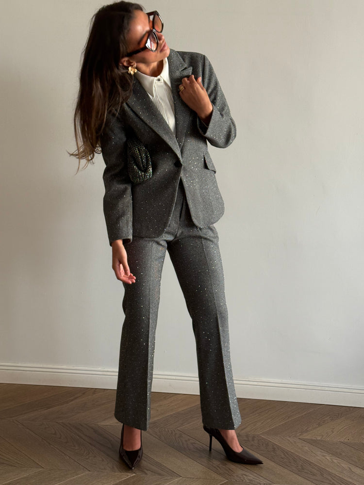 Gray glitter suit