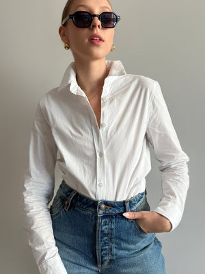 Melanie white button-down shirt