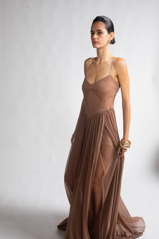 Fiona brown dress