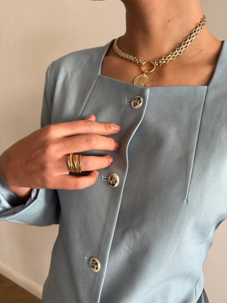 Light blue skirt suit
