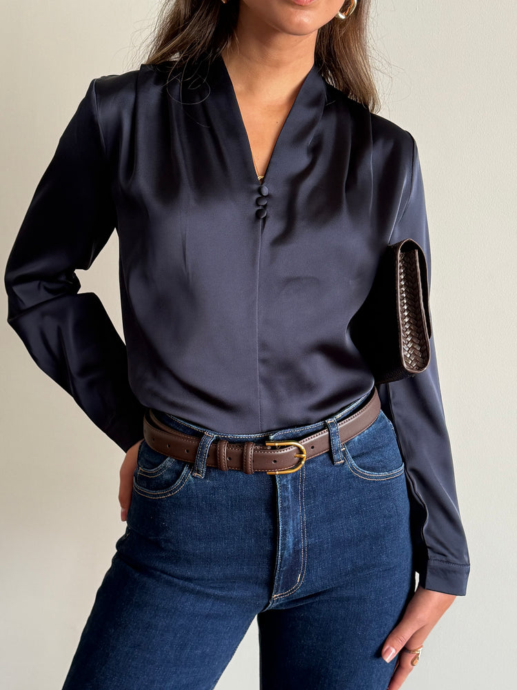 Navy blue Semyonov button-down shirt