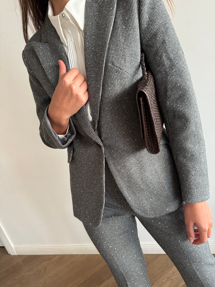 Gray glitter suit