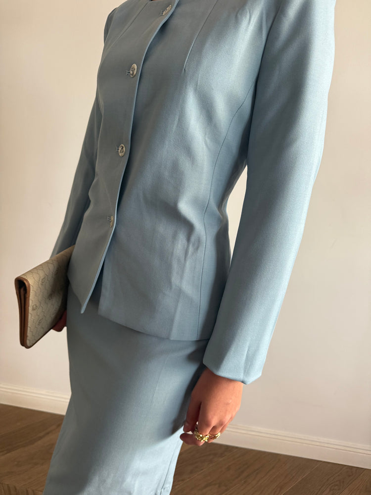Light blue skirt suit
