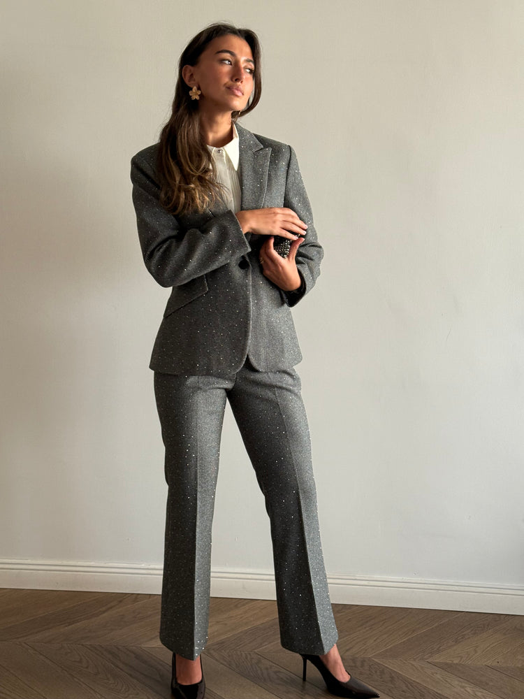 Gray glitter suit
