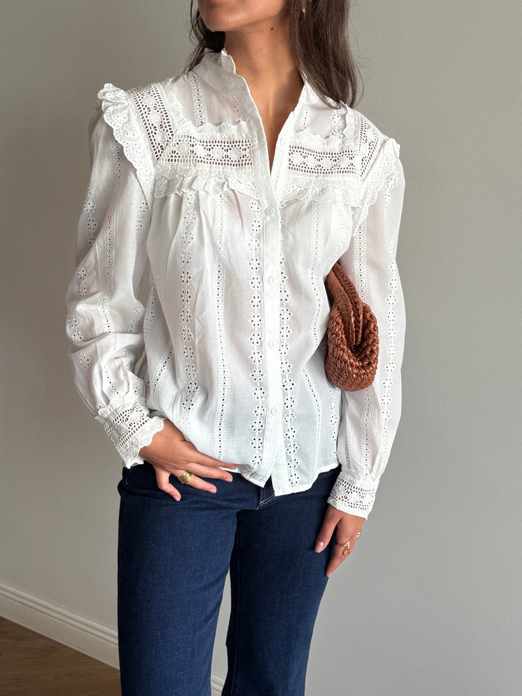 White Kelly Button-Down Shirt