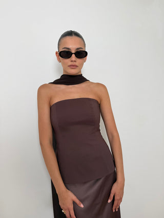 Brown corset and skirt