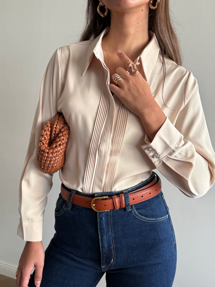 Zadik Beige Button-Down Shirt