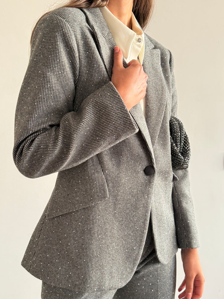 Gray glitter suit