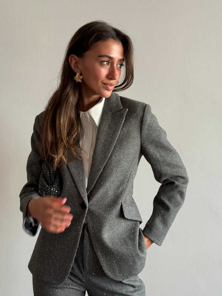 Gray glitter suit