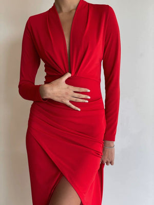 Lisa red maxi dress